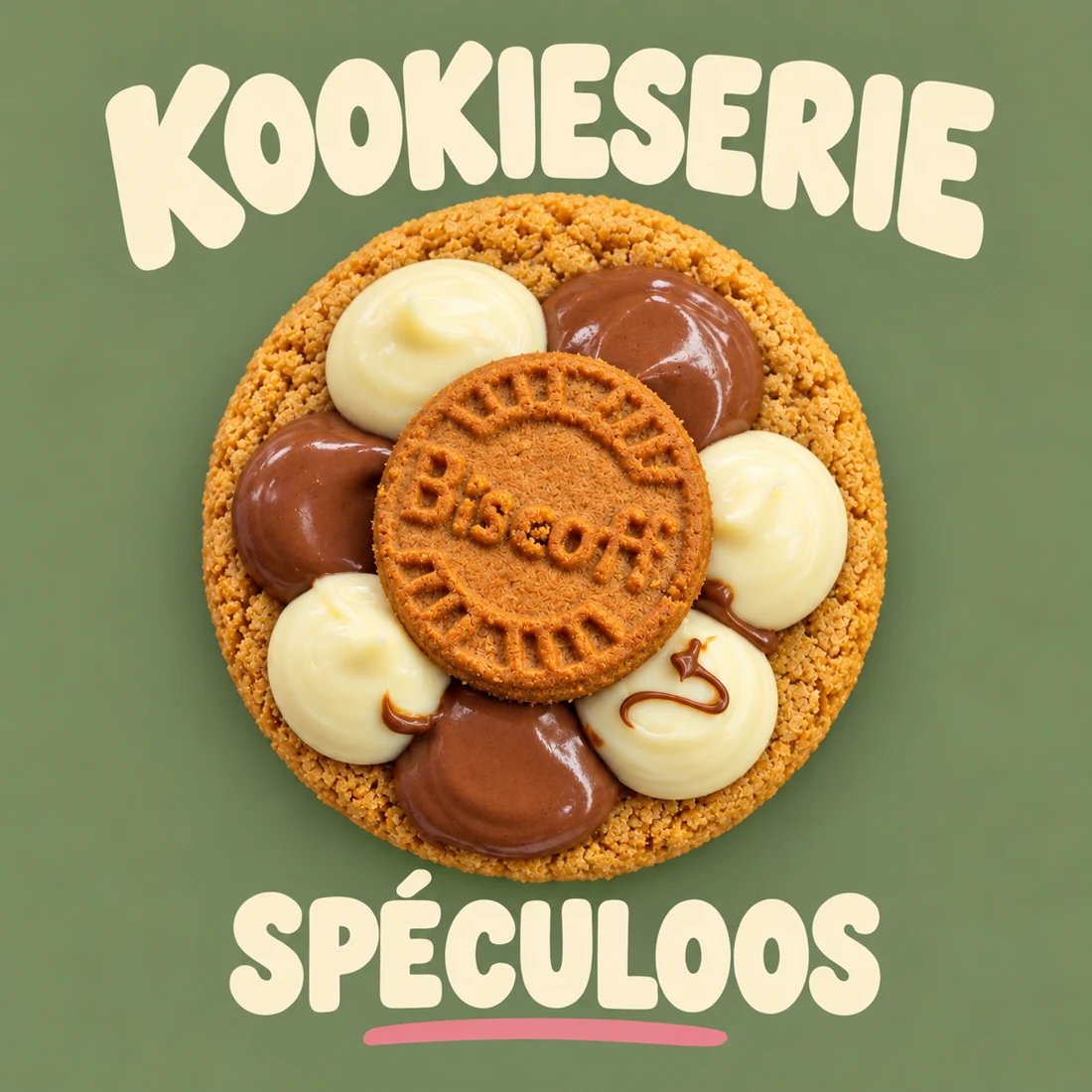Cookie pâtissier spéculoos, chocolat au lait et chocolat blanc